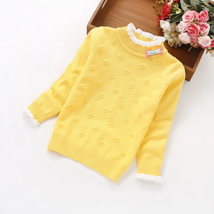 Новинка осени 2019 модный свитер из чистого хлопка для девочек детский Однотонный