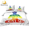 BlessLiving Chakra Bedding Set Yoga Meditating Bed Cover Colorful Bed Set Stay Calm Bedspreads Watercolor Bedlinen Dropshipping 1
