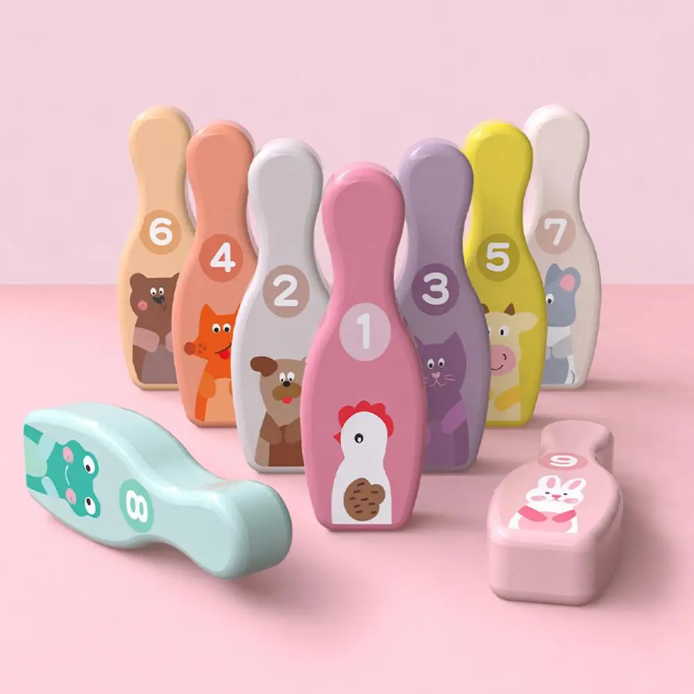 

Funny Baby Outdoor Toys Mini Bowling Outdoor Kids Mini Bowling Set Children Cute Animal Colored Tabletop Bowling