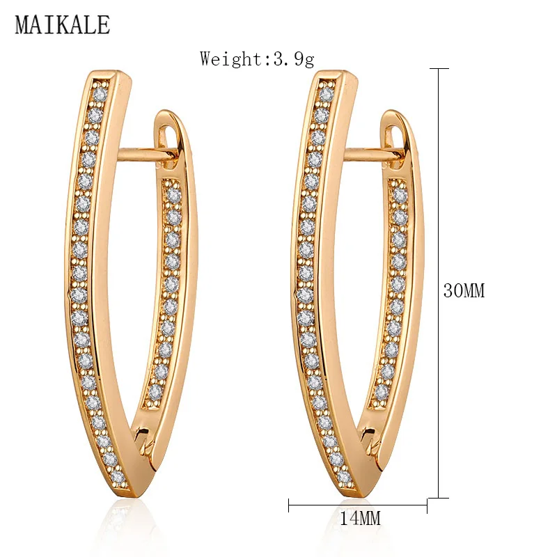 MAIKALE, трендовые серьги-гвоздики для женщин, v-образная форма, кубический цирконий, циркониевый зажим, серьги, новая мода, простой милый стиль, уникальные ювелирные изделия