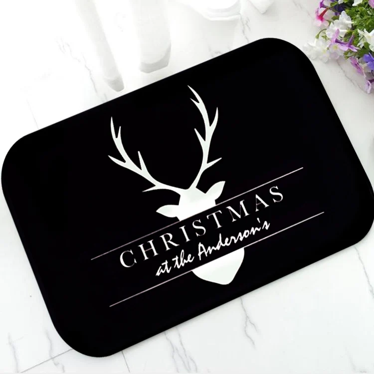Стильный Серый индивидуальный Рождественский дверной коврик для ванной с