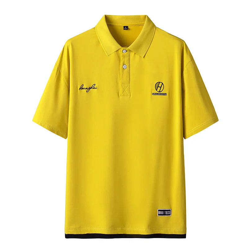 Мужская хлопковая рубашка-поло в стиле Харадзюку с короткими рукавами и