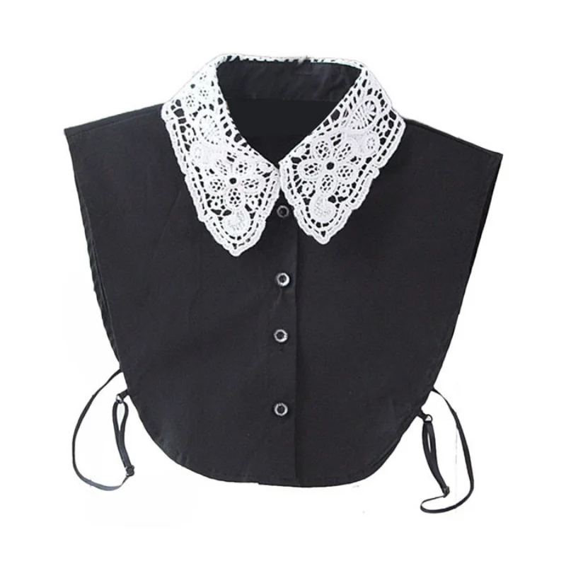 Vintage Women's Faux Lace Shirt Blouse with Detachable Peter Pan Collar and Tie in 3 Colors image 5