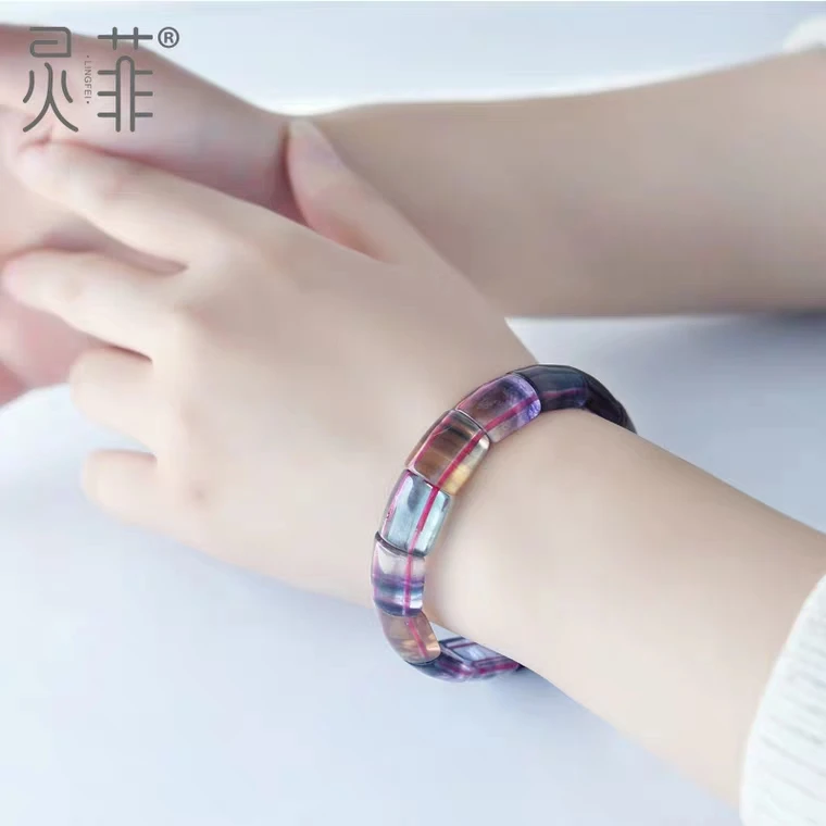Топ натуральный красочный флюорит Радужный кристалл женский браслет