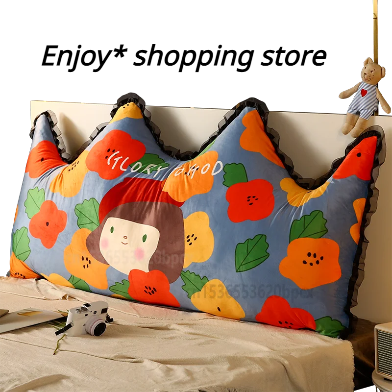 

Long Flannel Headboard Cushion Lace Headboard Pillow Bed Backrest Pillow 0.9 / 1.2m Bed Headboard Removable Velvet Cushion