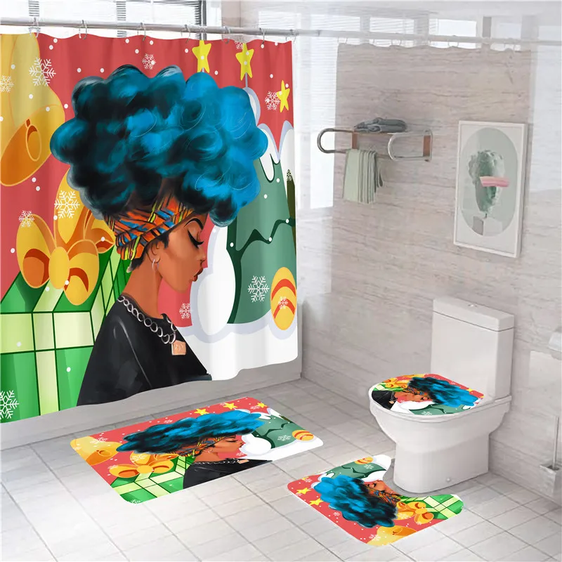 sexy african women print shower curtain waterproof bathroom set shower curtains rugs anti slip bath mats soft carpets home decor free global shipping