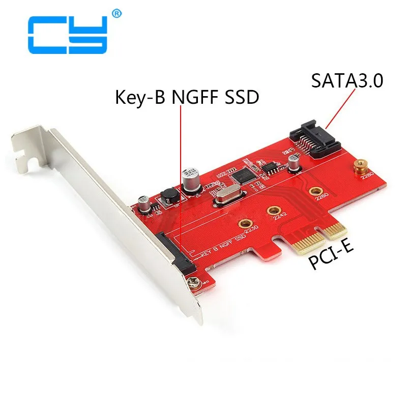 Адаптер M.2 NGFF B/M-key SATA SSD к PCI-E Express 3 0x4 чипсет ASM1061 с кронштейном | Компьютеры и офис