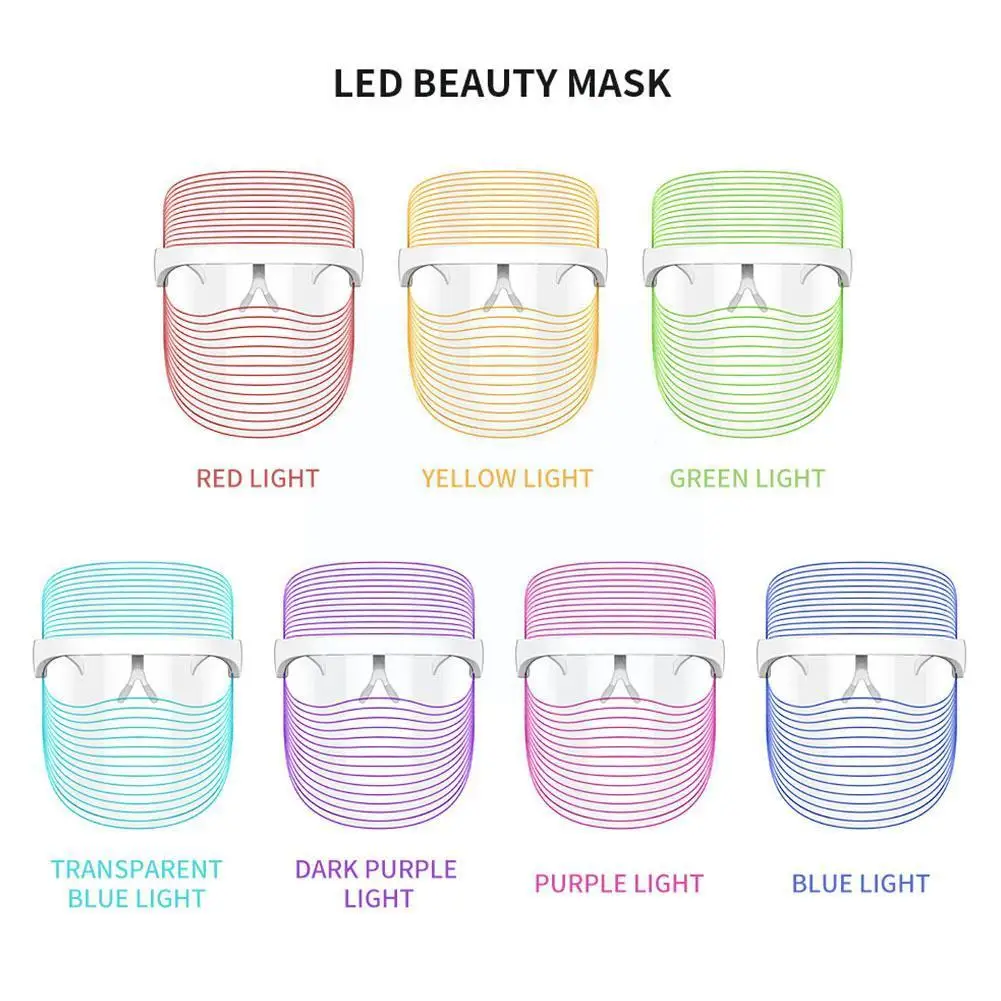 Маска светодиодная для омоложения кожи 7 цветов с крассветильник том |