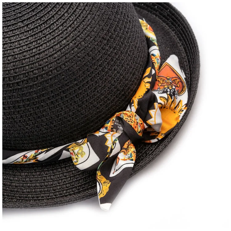 

Summer Beach Lady Band Bowknot Adjustable Multi Color Paper Straw Hats News sports cap beauty reporter hat sunhat