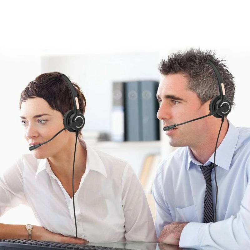 4-Pin RJ9 Call Center Office Noise Cancelling Corded Headset Headphone With Microphone | Электроника
