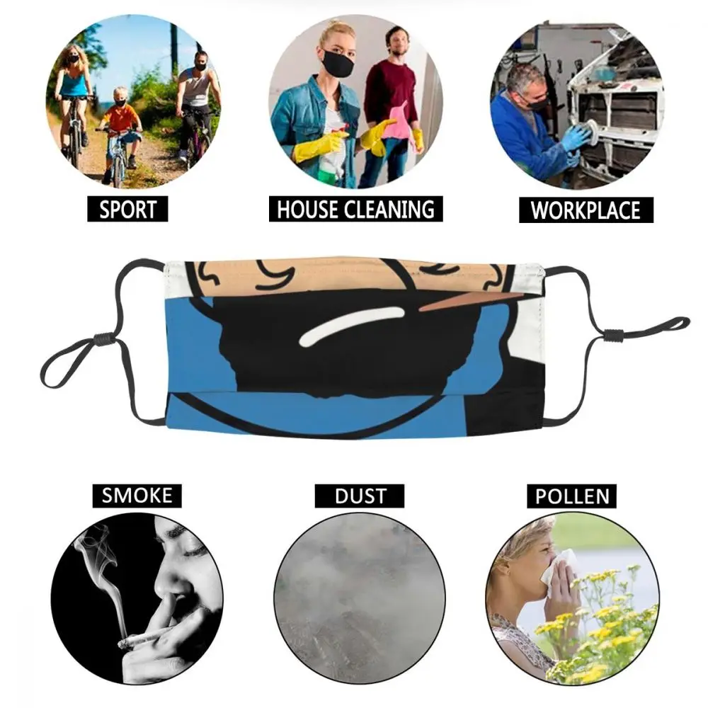 

Haddock Pipe Fashion Print Mouth Face Mask Adult Unisex The Adventures Of Tintin Anti Dust Haze Mask Protection Cover Respirator