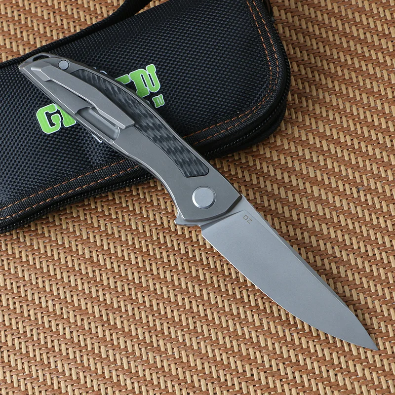 Нож Green thorn hation zero flipper d2 из углеродного волокна + TC4 титановый нож CF походный ручка