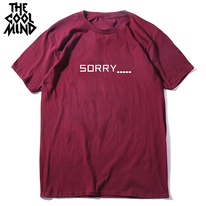 

COOLMIND 100% cotton short sleeve sorry funny men T shirt casual summer loose o-neck tshirt cool men T-shirt mens tee shirts