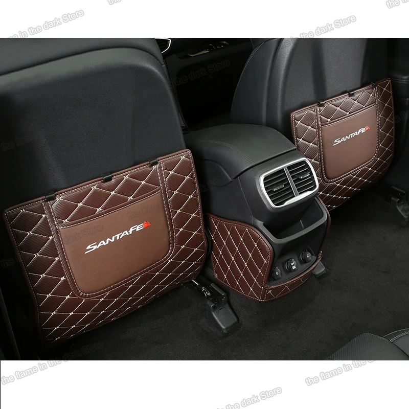 Lsrtw2017 волокно кожа заднего сиденья анти kick коврик для Hyundai Santa Fe 4th поколения 2019 2020