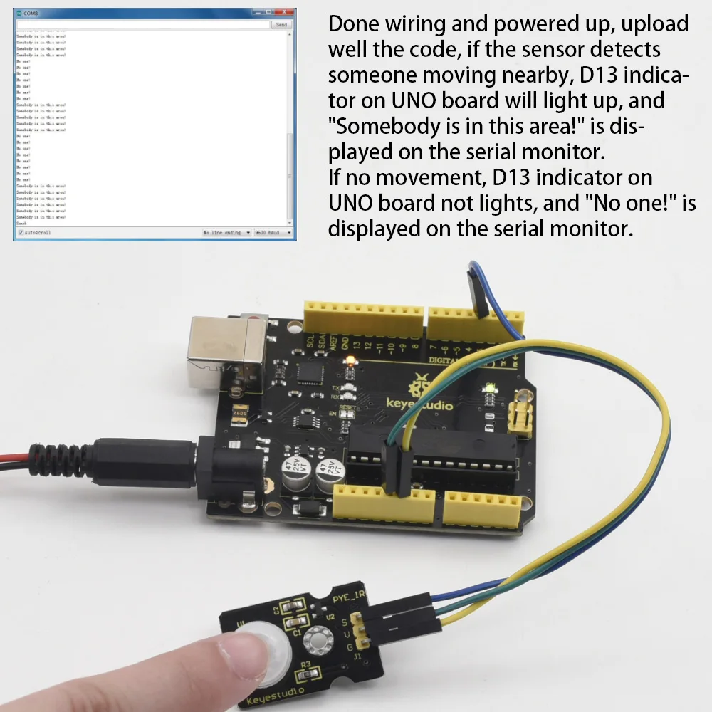 Пироэлектрический инфракрасный детектор Keyestudio с пассивным инфракрасным датчиком движения для Arduino|pir motion