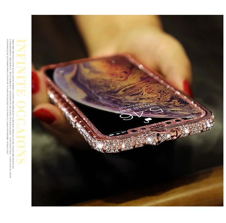 Стразы-бампер для iphone 11 pro max 10, чехол для Apple iphone XR xs max x 6 6s 8 7 plus, блестящий металлический чехол с алмазной рамкой