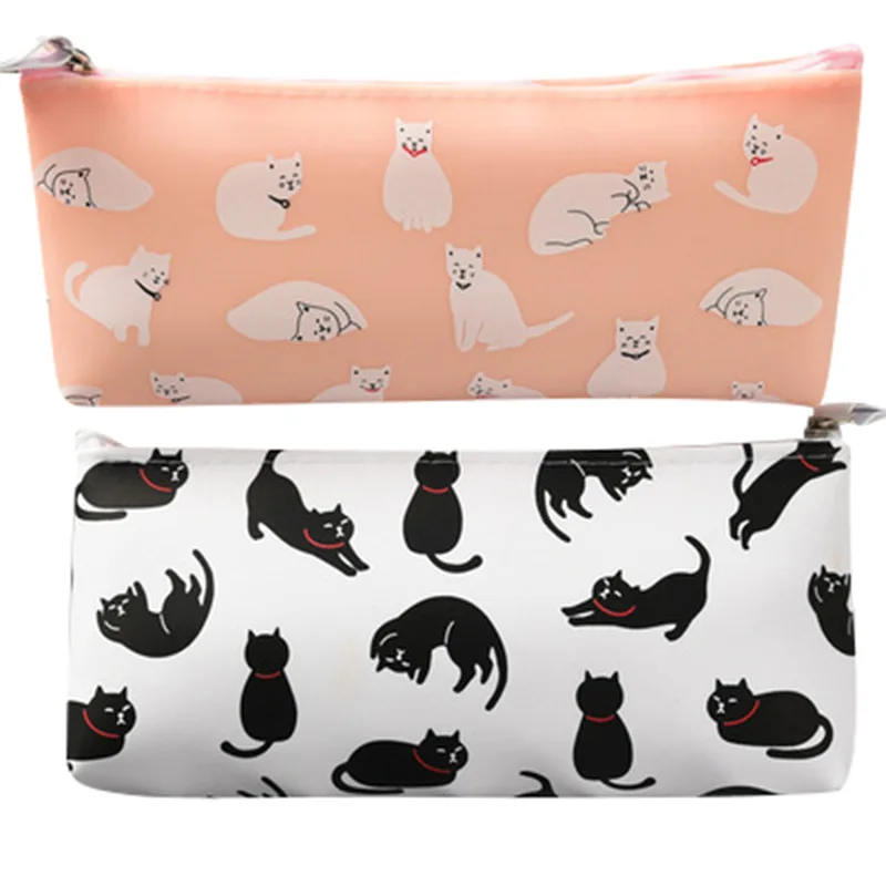 Силиконовый чехол для карандашей с милым котом Kawaii Girl PencilsBags прочный большой емкости школьные принадлежности канцелярские принадлежности для хранения ручек