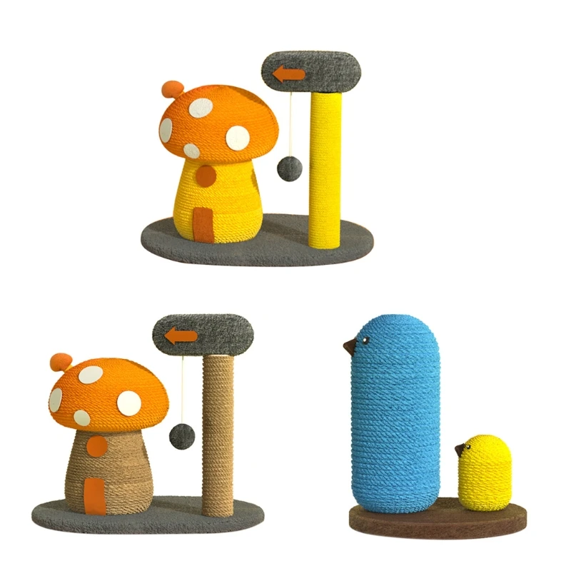 

Cat Tree Scratching Post Tower Mushroom Chicken Shape Easy to Assemble Stable Climbing Frame Gift Sisal Rope Scratcher