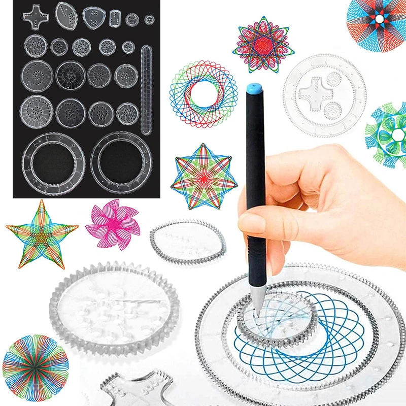 40pcs Scratch Rainbow Papers Classic Gear Spirograph Drawing Set Animal Geometric Painting Stencils Rulers Kids Art Carft Toys | Игрушки и