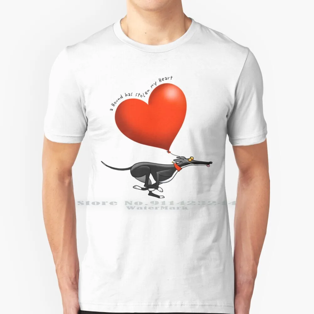 

Хлопковая футболка 6XL с изображением украденного сердца и черного хауда, с изображением животных, лагеря, собаки, сердца, Валентина, мультяшный рискидорт, богатый шкиворт