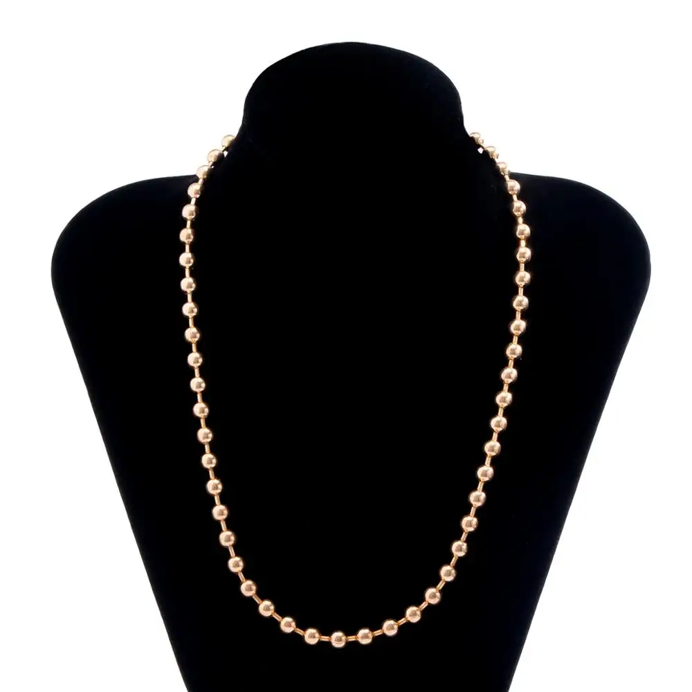 

IngeSight.Z Simple Minimalist Wide Hollow Ball Bead Chain Choker Necklace Harajuku Gold Color Long Necklaces for Women Jewelry