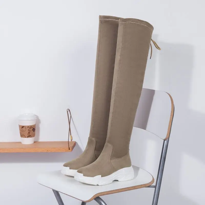Дамские Модные Простые зимние теплые длинные сапоги RIZABINA 2020 Размер 29-46