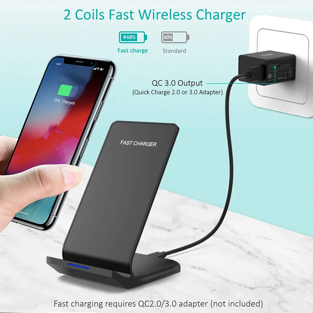 DCAE 15 Вт usb type C Qi Беспроводное зарядное устройство для samsung Galaxy S10 S9 S8 Note 10 9 8 iPhone 11 Pro XS Max X 8 XR Быстрая зарядка подставка