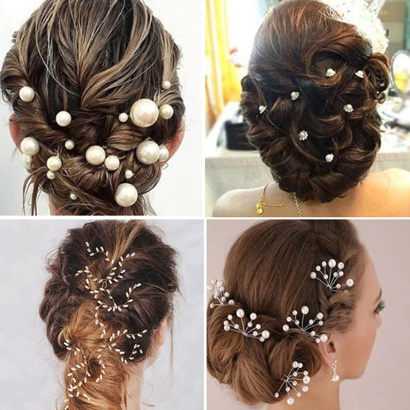

1000-30pcs Crystal Pearl Wedding Hair Pins Flower Bridal Hairpins Bridesmaid Hair Clips Hair Accessories Barrettes Wholesale