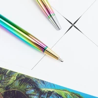 1000pcslot Colorful gradient metal ballpoint pen advertising business gift Commercial School office black blue ink custom logo
