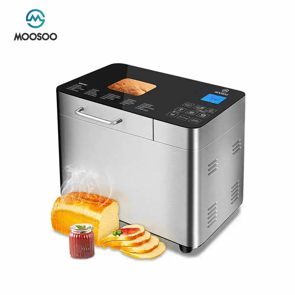 

MOOSOO 15 in 1 Stainless Steel Automatic Bread Machine Programmable Bread Maker With Lcd Display Sonifer Bread Making Machine