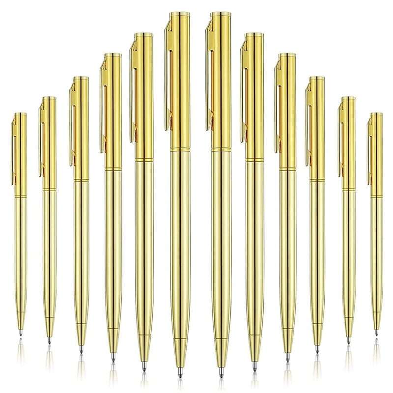 

12 шт., металлические шариковые ручки золотого цвета