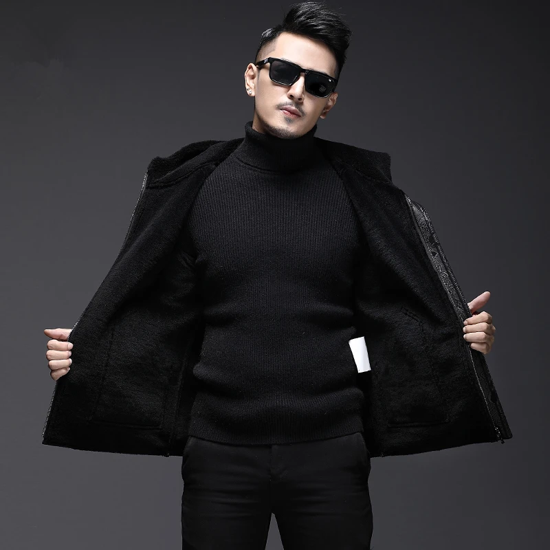 Мех мужской натуральной кожи куртка из овечьей шерсти пальто мужские короткие