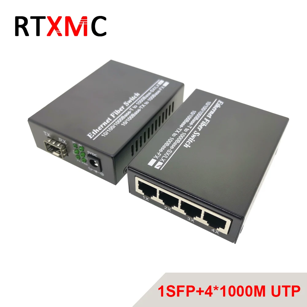 1SFP4UTP волоконный медиа RJ45 гигабитный конвертер SFP 4*10/100/1000 м Ethernet преобразователь