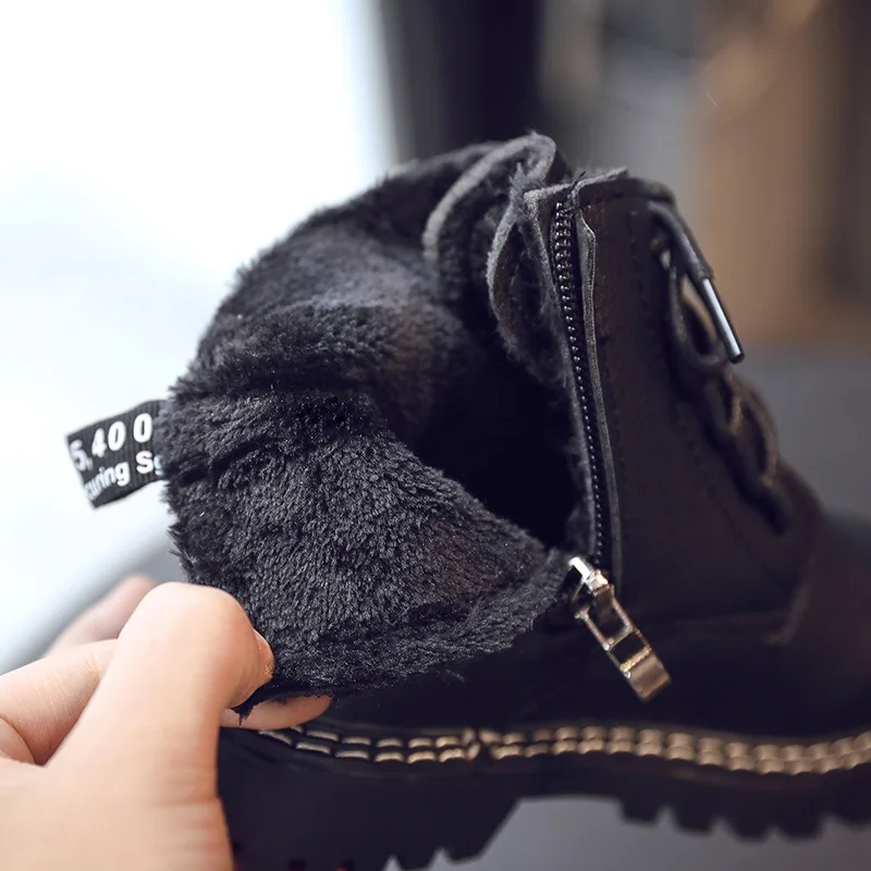 New Children Fashio Boots Winter Wool Teen Girls Chelsea Boot With Zip Big Boys Snow PU Leather Sneakers Baby Kids Russian | Детская