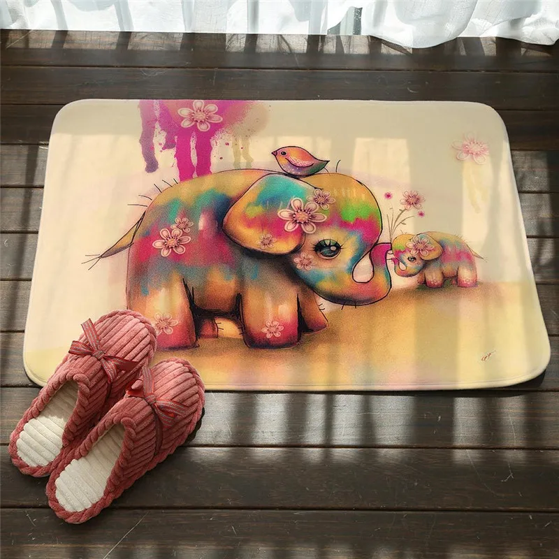 

Elephant Kitchen Rugs Entrance Door Mat Cartoon Bedroom Carpets Decorative Stair Mats Home Decor Crafts