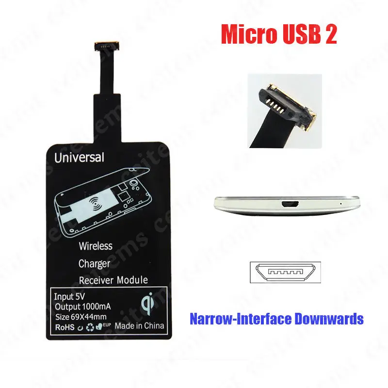 

Qi Wireless Charging Receiver For iPhone 7 6s Plus 5s Micro USB Type C Universal Fast Wireless Charger For Samsung