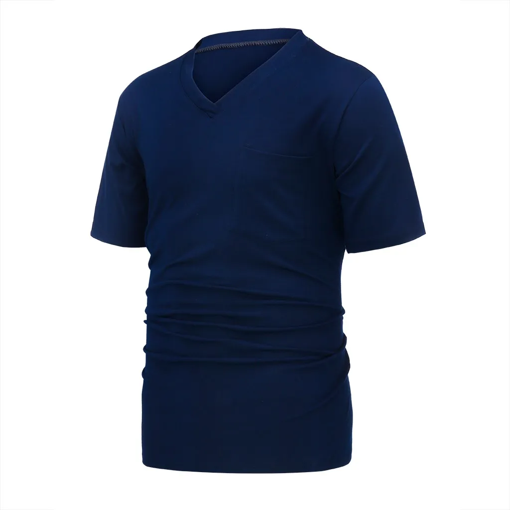 Однотонная футболка для мышечного человека с v образным вырезом повседневная