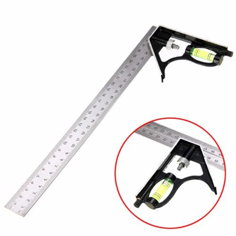 

300mm Angle Ruler 90° Ruler Adjustable Stainless Steel Measuring Instrument Combination Metric Gauge Woodworking Level Tool