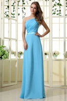 hot one shoulder bridesmaid dresses long for women elegant 2021 a line chiffon blue party dress for wedding party plus size