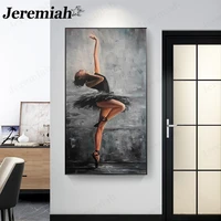 modern black and white dancing girl canvas poster ballerina painting print wall art nordic aesthetic home decor accessories