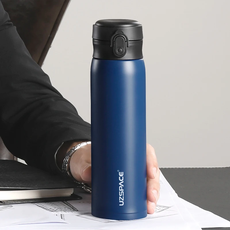 

UZSPACE Business Sport Water Bottle Vacuum Flask Stainless Steel Thermos Direct Drink Leakproof Portable Car Tea Cup Coffee Mug