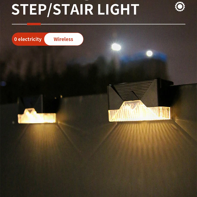 

Outdoor Solar Light Waterproof LED Solar Step Lights Solar Fence Stair Lamp for Railing Deck Patio Yard Post Decoration Lighting