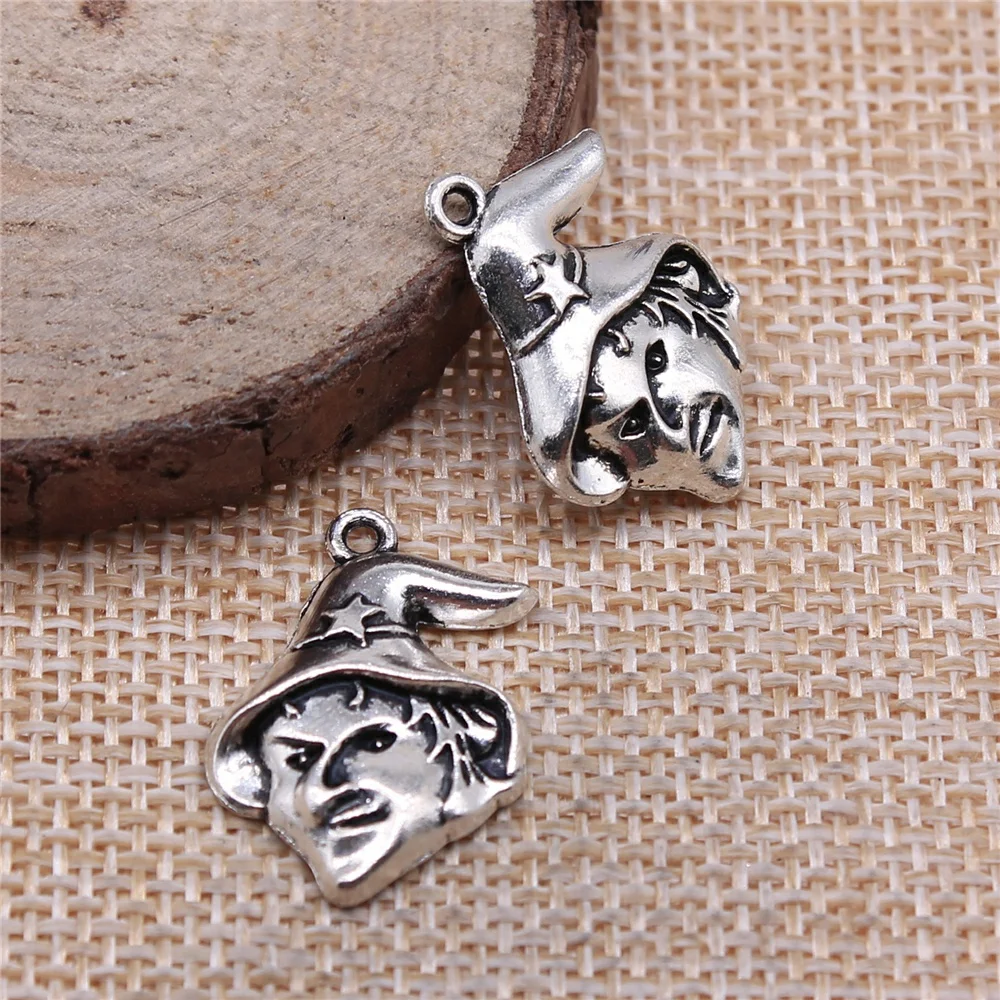 

Charm For Making Jewelry 5pcs 23x16mm Antique Silver Color Wizard Charms