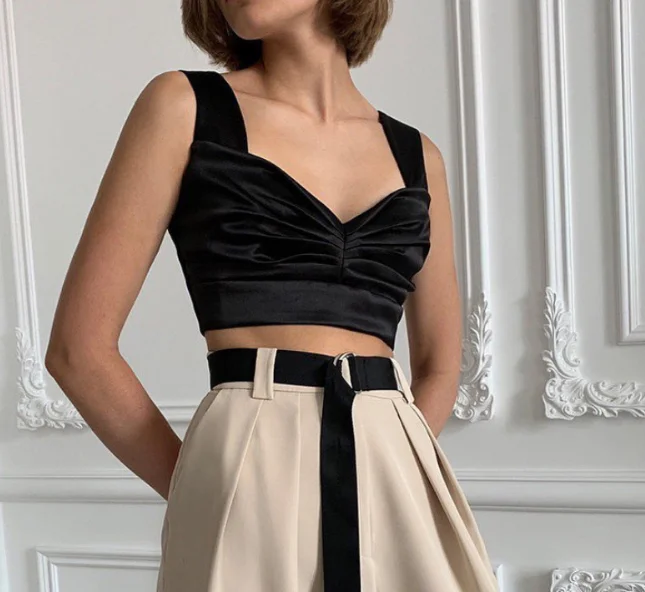 Летний женский однотонный жилет сексуальный топ с V образным вырезом открытой