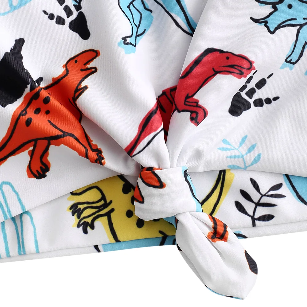 ZAFUL с бантиком принтом &quotдинозавр&quot высокой талией Tankini Купальник Мягкий