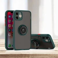 camera len protection phone case for iphone 13 12 mini 11 pro xs max xr x 8 7 6s 6 plus matte back cover ring stand holder case