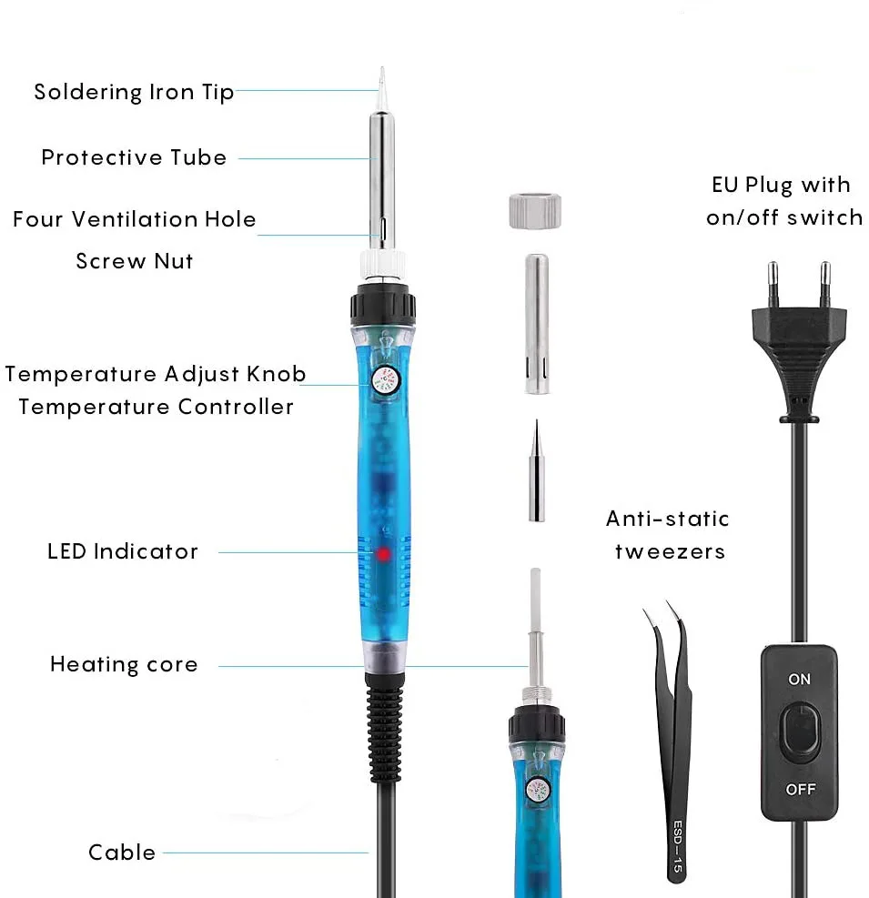 Электрический Железный рукав 60 Вт термостат инструмент для сварки и ремонта