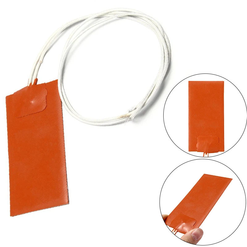

Silicone Heating Pad Hydraulic Water Tank Heating Plate Oil Tray 15W 12V DC 100x50mm Engine Block Oil Pan Flexible Heating Mat