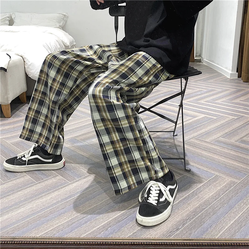 Женские клетчатые брюки свободные повседневные Прямые для девушек 2020|Брюки| |