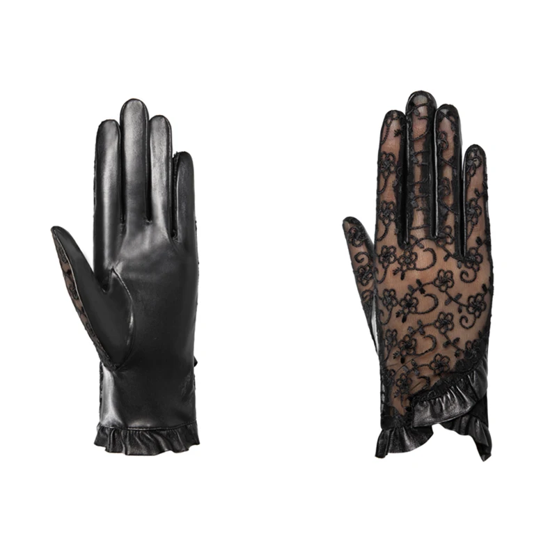 

Women Lace Gloves 2021 New Spring Woman Touch Screen Ultra-thin Gloves Leather Solid Women's Fashion Soft Sheepskin Ladies Glove